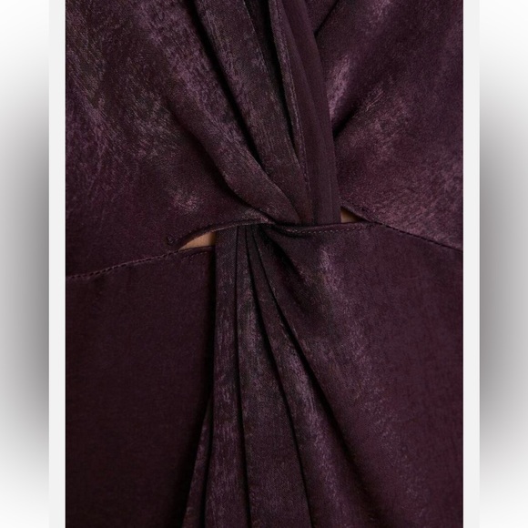 Zara Knotted Deep Plunged Plum Midi Woman’s XS - Picture 5 of 5